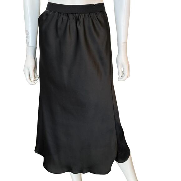 New ~ HALOGEN ~ Black Elastic Waist Midi Skirt Size M - Picture 1 of 4